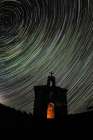 Star trail over the stone chapel at Red Willow Vineyard (PR) Art Print